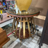 GLASS TOP GILDED ACCENT TABLE