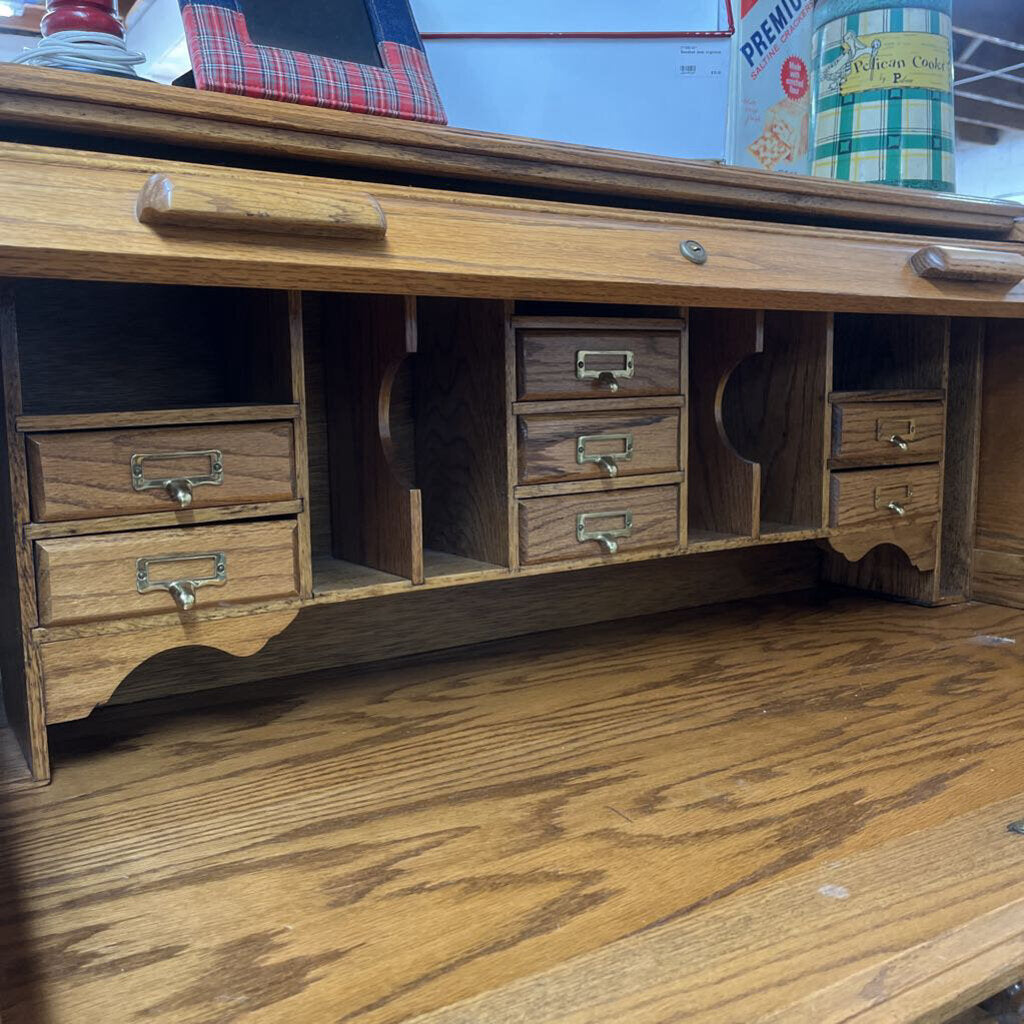 Dedeaux Clan Oak Roll Top Desk