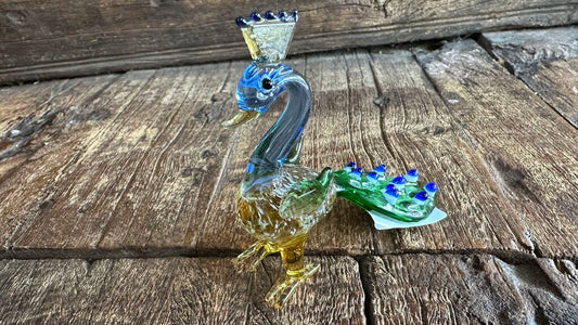 Small glass peacock
