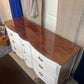WHITE SOLID MAHOGANY 9 DRAWER MULTIPURPOSE BUFFET WITH GLASS TOP