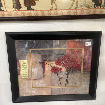 FRAMED PRINT WITH RED FLOWER