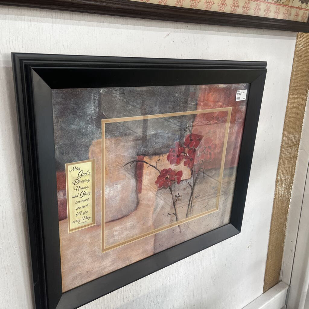 FRAMED PRINT WITH RED FLOWER