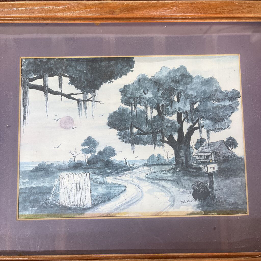 WILLOWEISE LANGHAM (ALABAMA) WATERCOLOR PAINTING IN FRAME