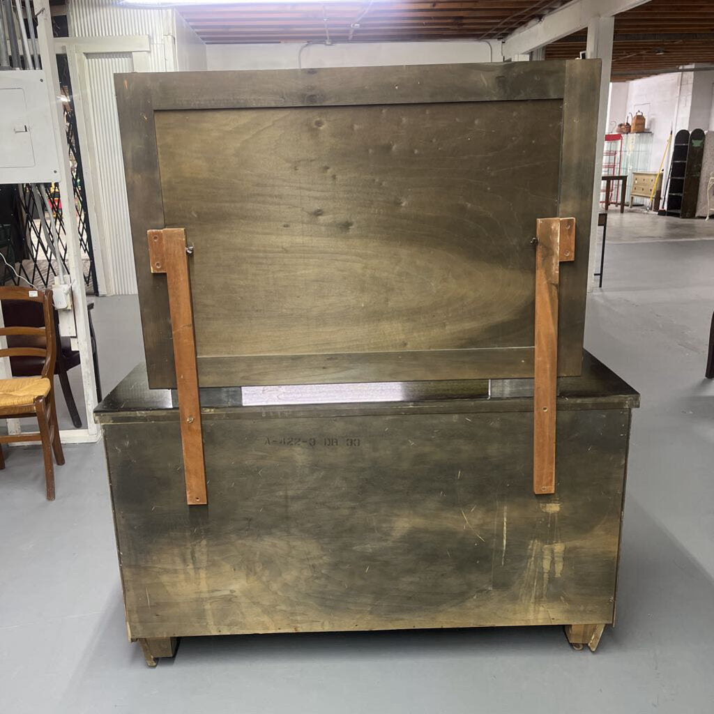 3PC Mid Century Dresser Mirror and Tall Chest