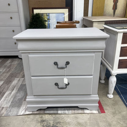 GREY 2 DRAWER NIGHTSTAND