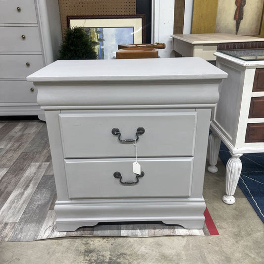 GREY 2 DRAWER NIGHTSTAND