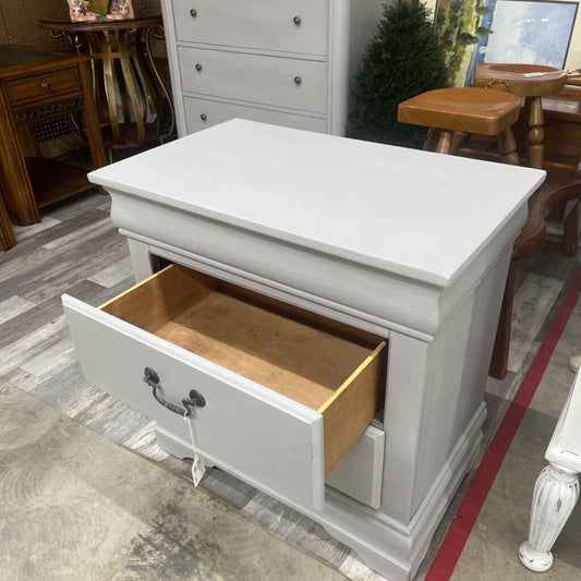 GREY 2 DRAWER NIGHTSTAND