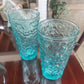 Pair Vtg Anchor Hocking Blue Rock Glasses
