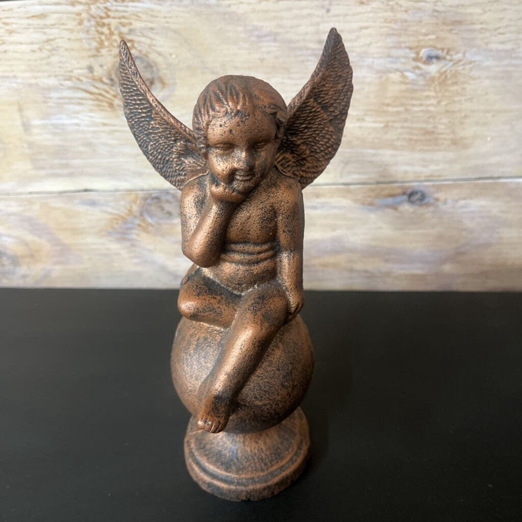 PAIR CAST IRON ANGLE FIGURAL/BOOKENDS