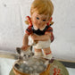 MUSICAL GIRL BATHING CAT FIGURINE
