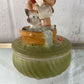MUSICAL GIRL BATHING CAT FIGURINE