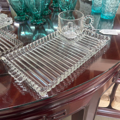 8pc Clear Bobbin Bead Glass Snack Set