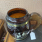 LARGE AMBER GLASS BARREL JAR W/LID