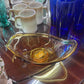 GOLDEN AMBER CURVED ENDS CANDY DISH