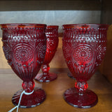 PIONEER WOMAN RUBY RED GOBLETS (4)