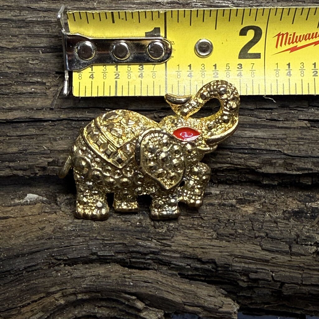 Golden Nugget Lucky Elephant Brooch