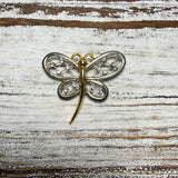 Vtg Rhinestone Butterfly Brooch
