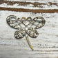 Vtg Rhinestone Butterfly Brooch