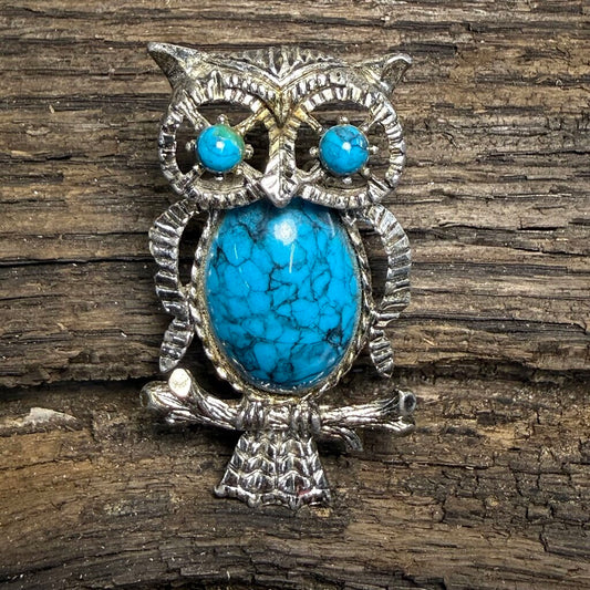 Vtg Thermoset Owl Brooch/Pendant