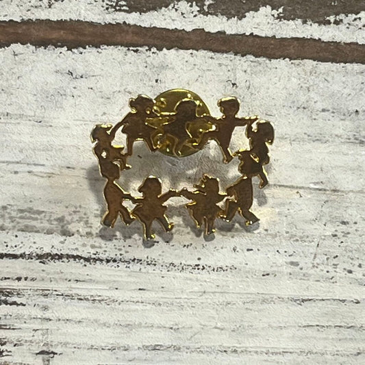 Circle of Friends Goldtone Brooch