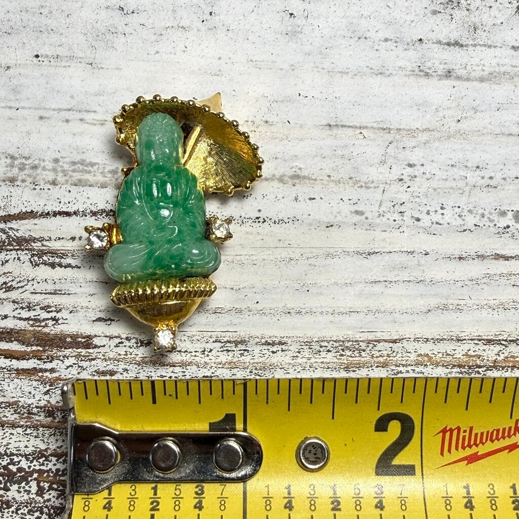 VTG JOMAZ UNSIGNED PEKING GLASS BUDDHA BROOCH