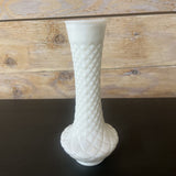 QUILTED DIAMOND CUT MILK GLASS VASE