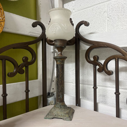 Bronze Style Candlestick Frosted Glass Globe