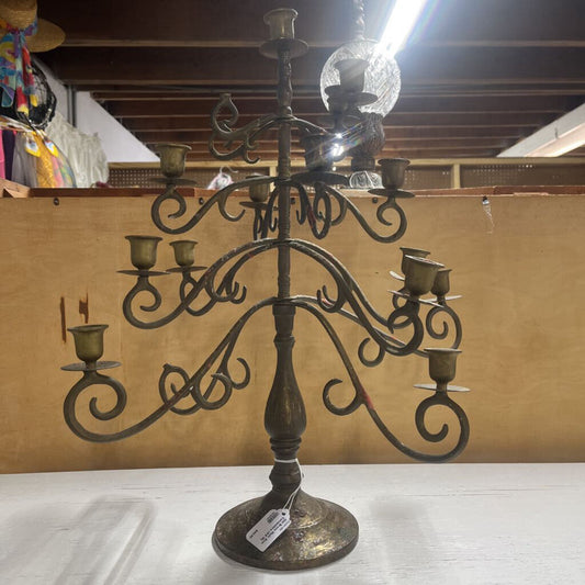 OLD BRASS MULTI ARM CANDELABRA (AS IS)