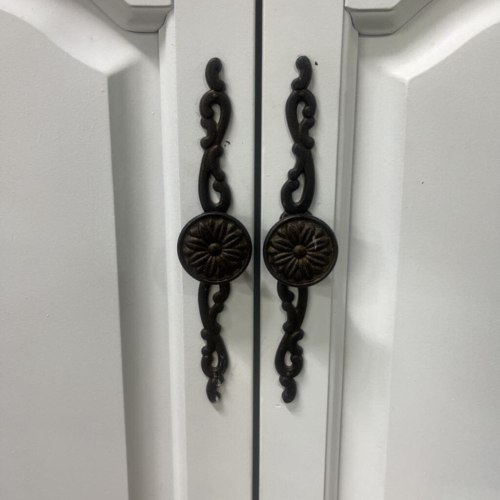 One White & Iron Corner Cabinet Shelf