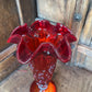 RUBY RED FENTON SCALLOPED VASE
