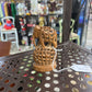 WOODEN CARVED ELEPHANT ON A BALL