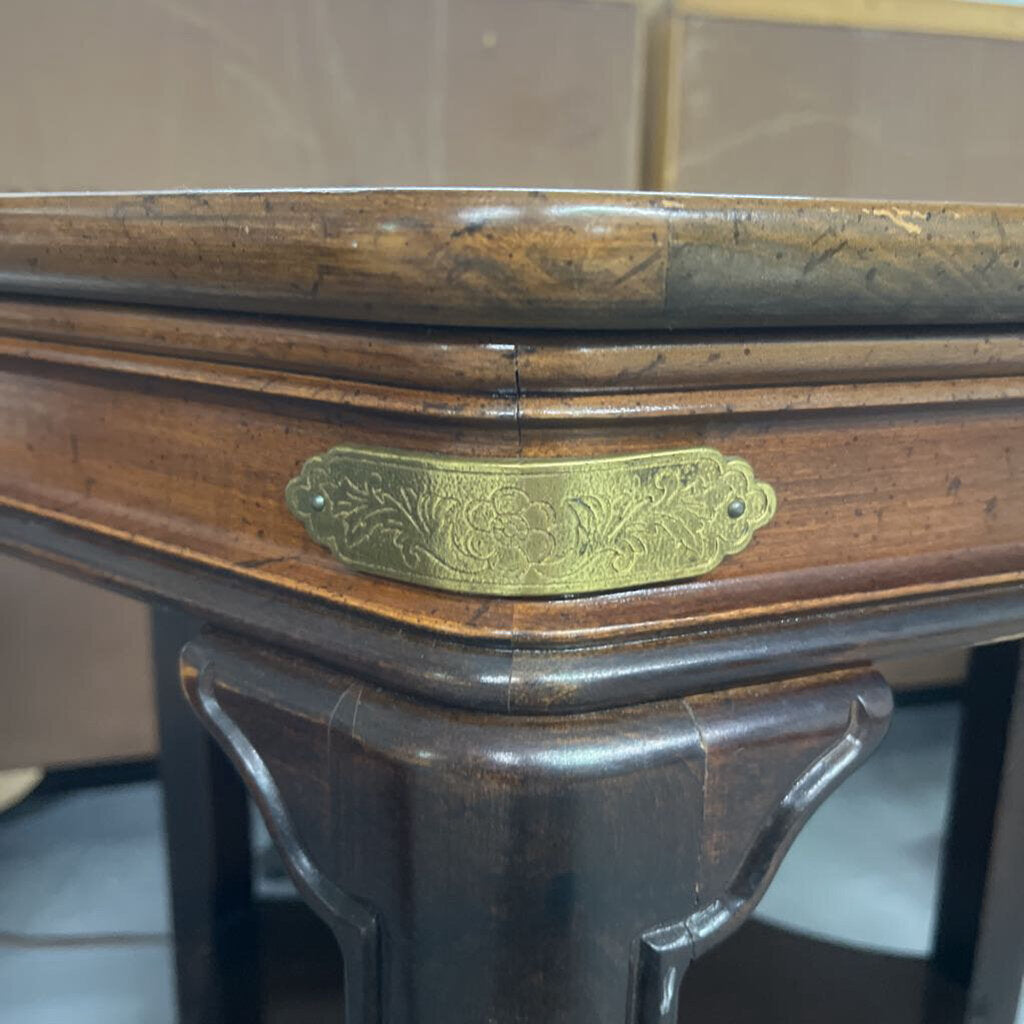 Pair Octagon Glass Brass End Tables