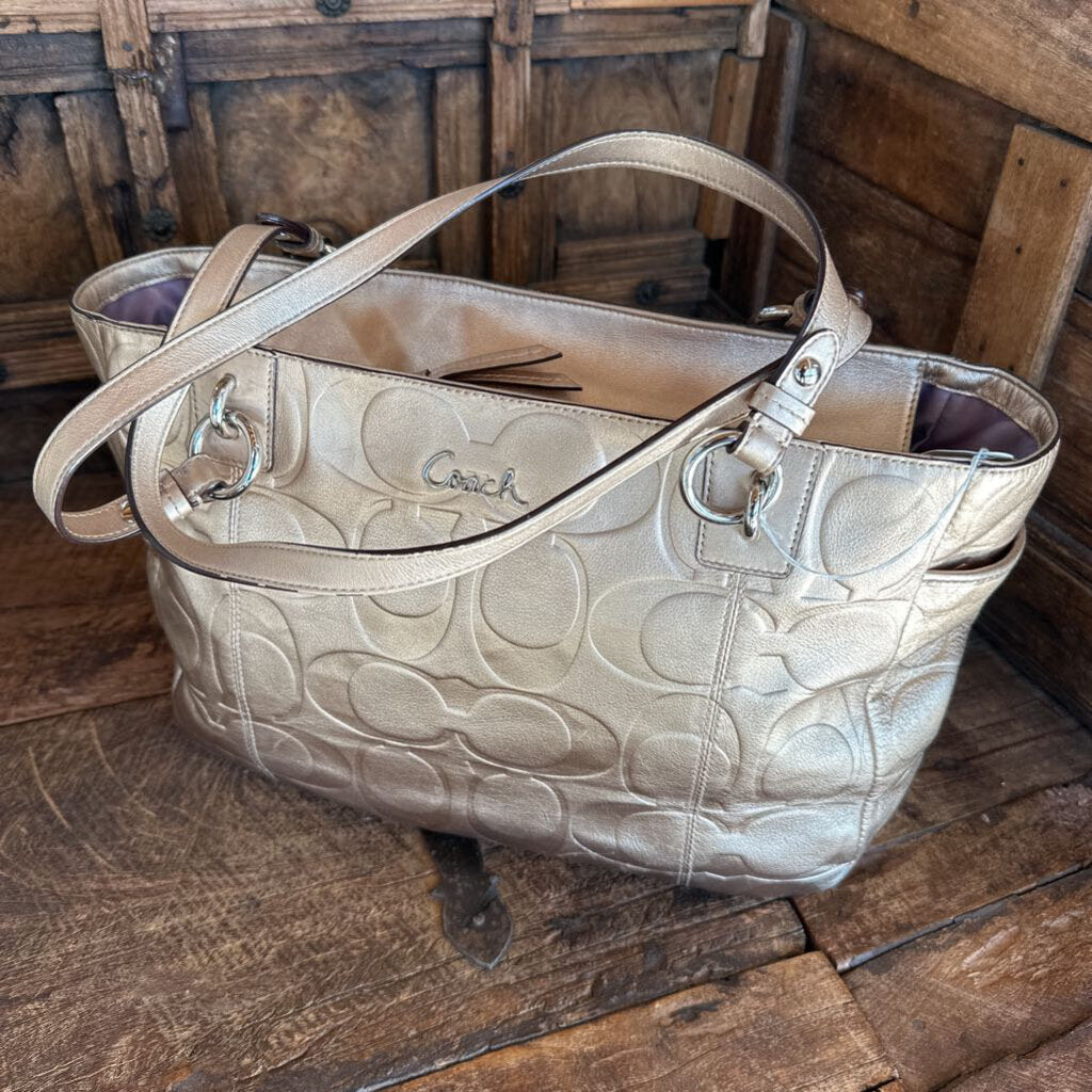 Coach Gold Optic Leather Handbag