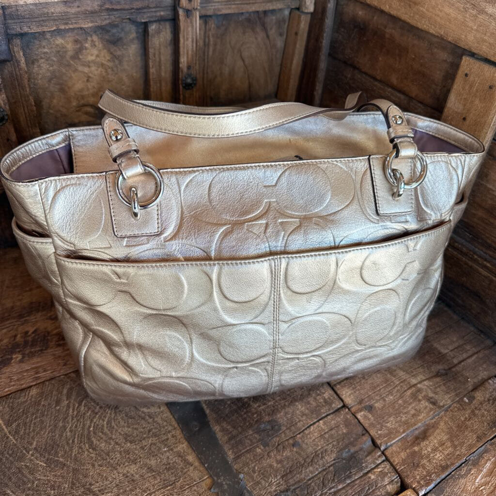 Coach Gold Optic Leather Handbag