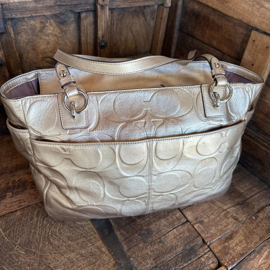 Coach Gold Optic Leather Handbag