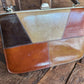 Vtg Patchwork Browns Pillbox Handbag