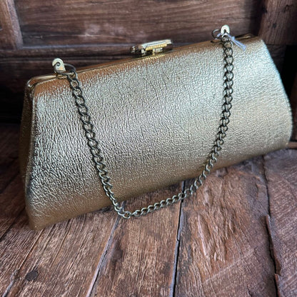 VTG GOLD FOIL HANDBAG W/ CHAIN