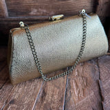 VTG GOLD FOIL HANDBAG W/ CHAIN