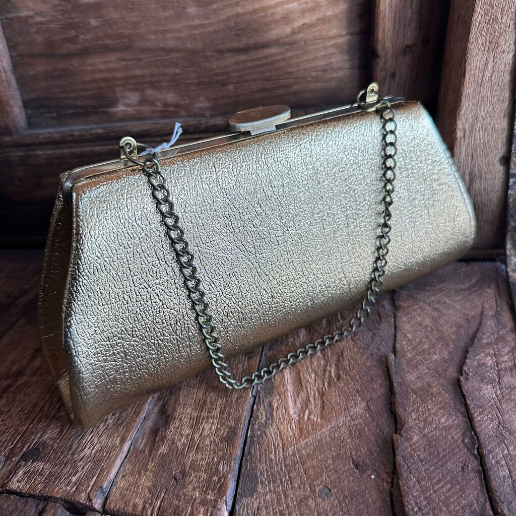 VTG GOLD FOIL HANDBAG W/ CHAIN