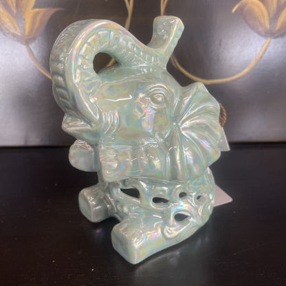 Green Glazed Lucky Elephant