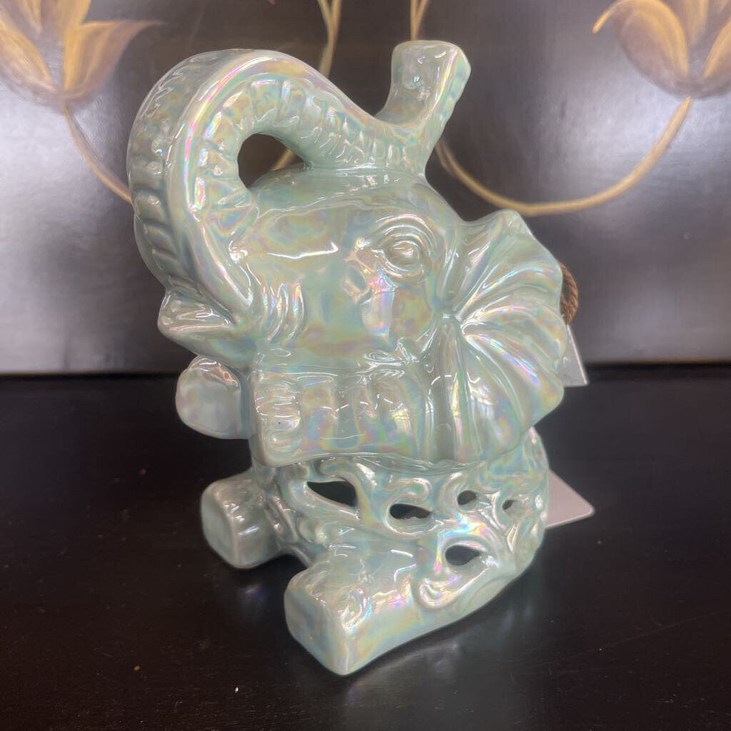GREEN GLAZED LUCKY ELEPHANT