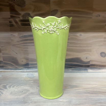 Hosley Potteries Green Scalloped Vase