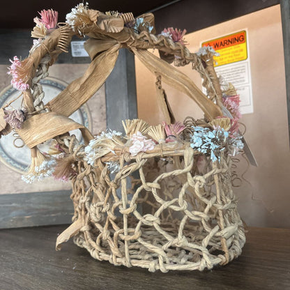 Unique Basket w/ Dried Flowers and Bow