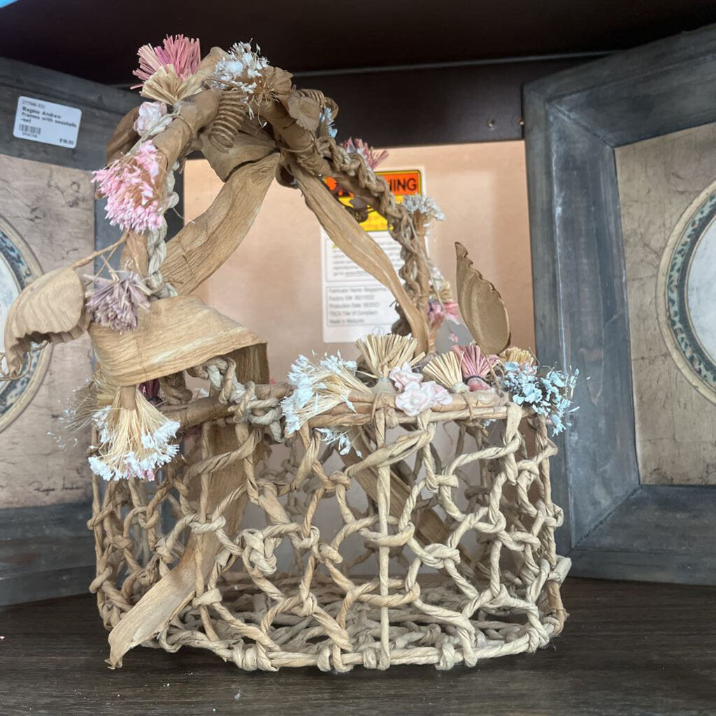 Unique Basket w/ Dried Flowers and Bow