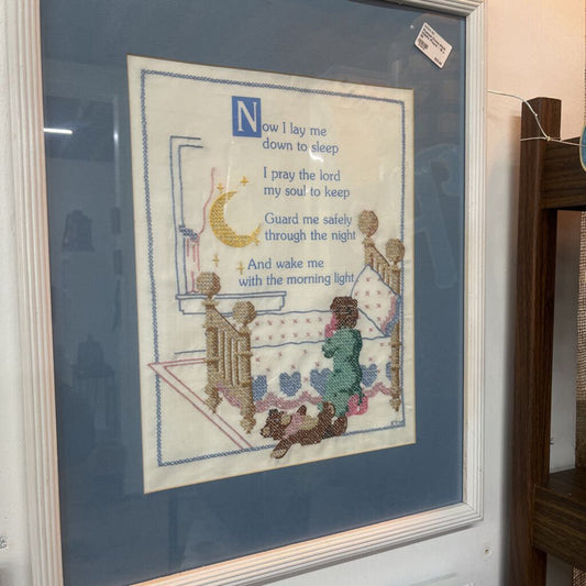 FRAMED CROSS-STICH CHILD'S PRAYER - 16 X 20