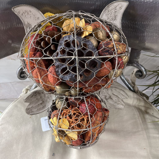 Wire Autumn Owl Potpourri Decor