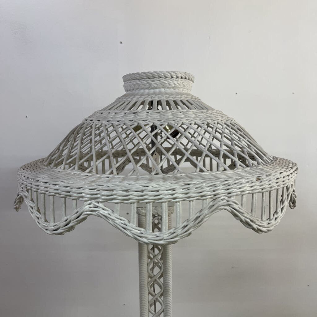 Vintage Tall Wicker Lamp