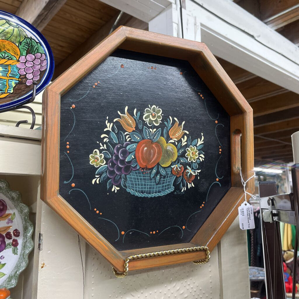HAND PAINTED TOLEWARE WOOD TRAY