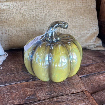 GREENISH CERAMIC PUMPKIN