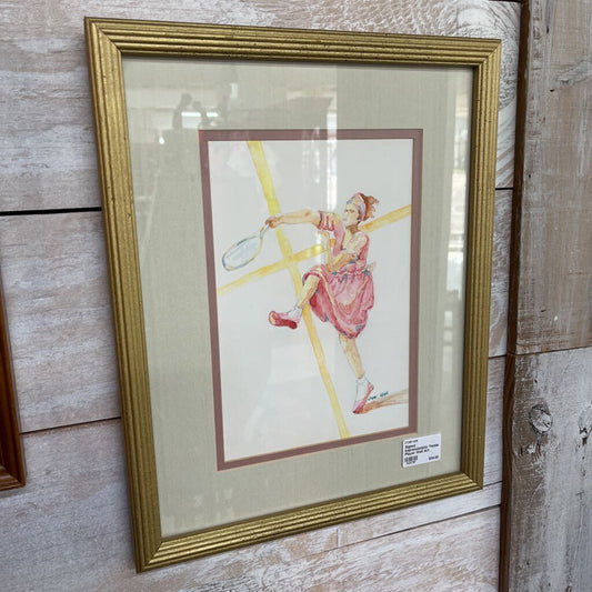 SIGNED IMPRESSIONISTIC TENNIS PLAYER WALL ART